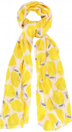 Ulla Popken Lemon Print Scarf Sun Yellow - Aksessuaarid - 