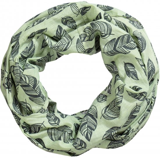 Ulla Popken Leaf Print Infinity Scarf Pistachio - Aksessuaarid - 
