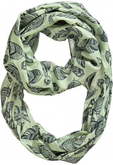 Ulla Popken Leaf Print Infinity Scarf Pistachio - Aksessuaarid - 