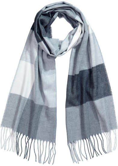 Ulla Popken Checked Fringed Hem Scarf Light Grey Melange - Aksessuaarid - 