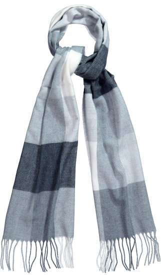 Ulla Popken Checked Fringed Hem Scarf Light Grey Melange - Aksessuaarid - 