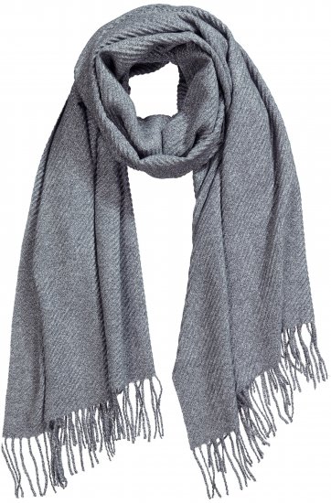 Ulla Popken Ribbed Knit Fringed Hem Scarf Grey Melange - Aksessuaarid - 