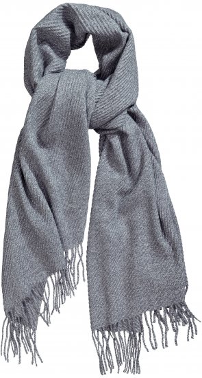 Ulla Popken Ribbed Knit Fringed Hem Scarf Grey Melange - Aksessuaarid - 