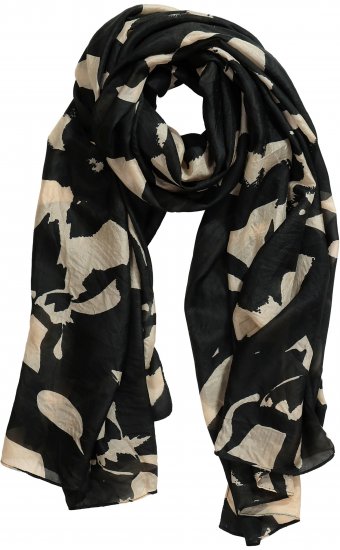 Ulla Popken Printed Silk Scarf Black - Aksessuaarid - 