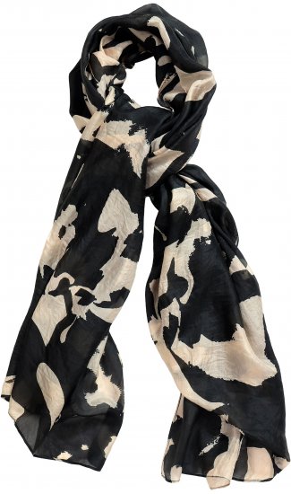 Ulla Popken Printed Silk Scarf Black - Aksessuaarid - 