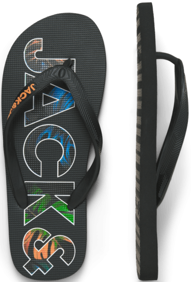 Jack & Jones Logo Palm Print Flip Flop Slippers Anthracite - Meeste jalatsid 40-52 - 