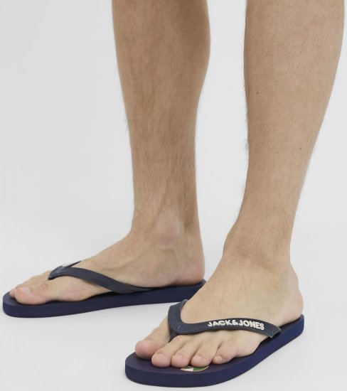 Jack & Jones Logo Palm Print Flip Flop Slippers Medieval Blue - Meeste jalatsid 40-52 - 