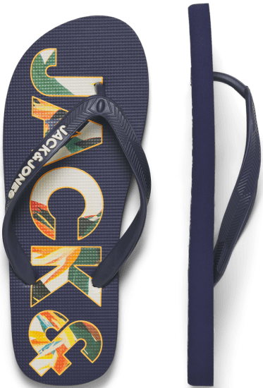 Jack & Jones Logo Palm Print Flip Flop Slippers Medieval Blue - Meeste jalatsid 40-52 - 