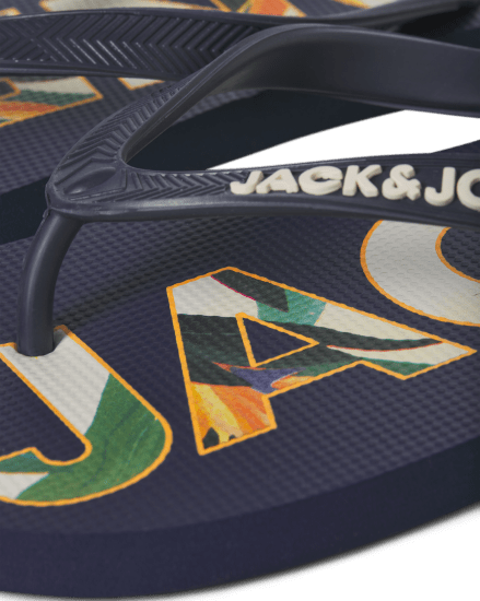 Jack & Jones Logo Palm Print Flip Flop Slippers Medieval Blue - Meeste jalatsid 40-52 - 