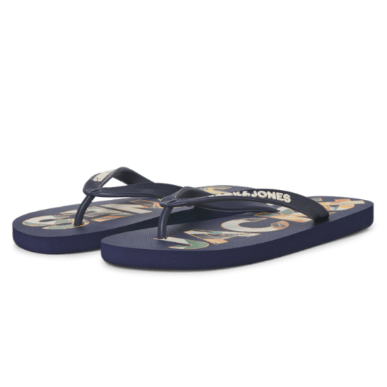 Jack & Jones Logo Palm Print Flip Flop Slippers Medieval Blue - Meeste jalatsid 40-52 - 