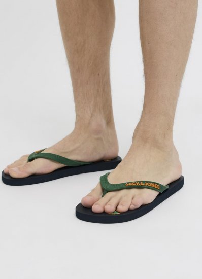 Jack & Jones Logo Palm Print Flip Flop Slippers Navy Blazer/Verdant Green - Meeste jalatsid 40-52 - 