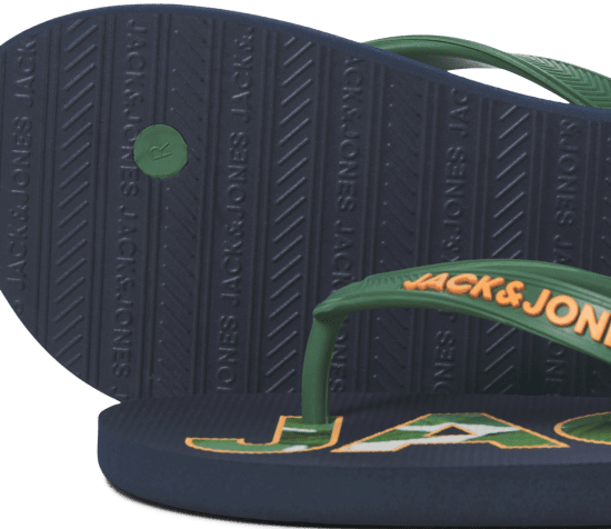 Jack & Jones Logo Palm Print Flip Flop Slippers Navy Blazer/Verdant Green - Meeste jalatsid 40-52 - 
