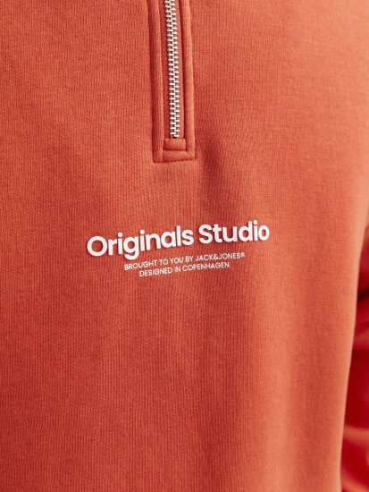 Jack & Jones Esterbro High Neck Quarter Zip Sweatshirt Red - Sviitrid ja dressipluusid - Meeste suured kapuutsiga jakid suurustes 2XL – 14XL