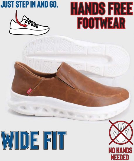 D555 Carlisle 1 D555 Kingsize Hands Free Shoes Dark Tan - Meeste jalatsid 40-52 - 