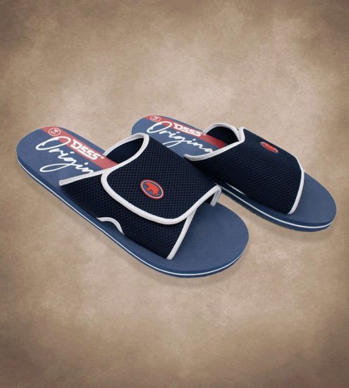 D555 DRAKE Slippers With Velcro Fastening Navy - Meeste jalatsid 40-52 - 