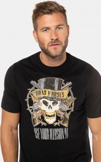 JP1880 Guns N’ Roses Skull Comfort Fit Band T-Shirt Black - T-särgid - Suured T-särgid 2XL – 14XL