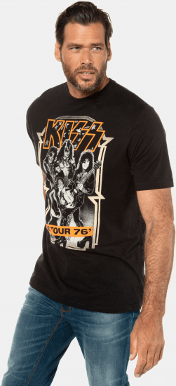 JP1880 KISS Retro Graphic Comfort Fit Band T-Shirt Black - T-särgid - Suured T-särgid 2XL – 14XL