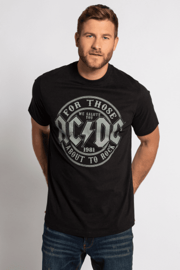 JP1880 AC/DC Graphic Comfort Fit Band T-Shirt Black - T-särgid - Suured T-särgid 2XL – 14XL