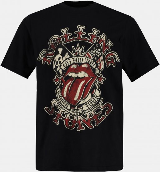 JP1880 Rolling Stones Graphic Comfort Fit Band T-Shirt Black - T-särgid - Suured T-särgid 2XL – 14XL
