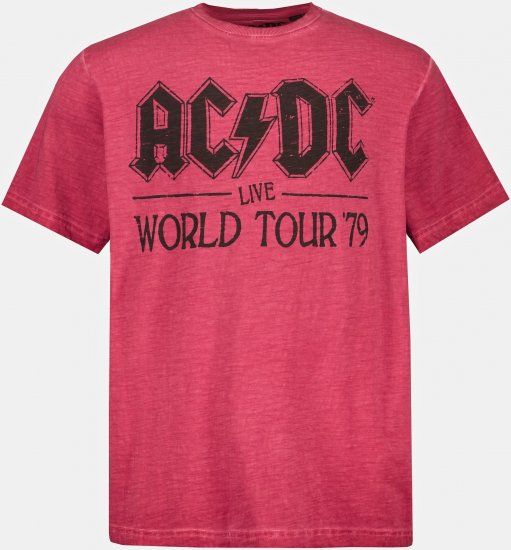 JP1880 AC/DC World Tour Graphic Comfort Fit Band T-Shirt Dark Red - T-särgid - Suured T-särgid 2XL – 14XL