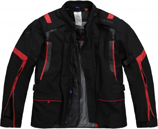 JP1880 Sporty Touring Motorcycle Jacket Black & Red - Mootorrattariided pluss-suurustes - Mootorrattariided suurtele meestele