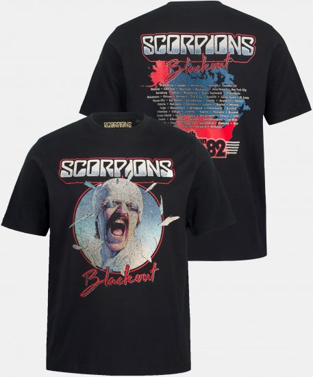 JP1880 Scorpions Blackout Graphic Comfort Fit Band T-Shirt Black - T-särgid - Suured T-särgid 2XL – 14XL