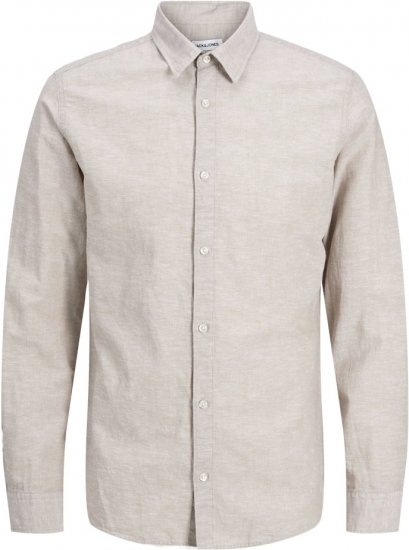 Jack & Jones Breeze Linen Blend Long Sleeve Shirt Crockery - Särgid - Meeste suured särgid 2XL – 8XL