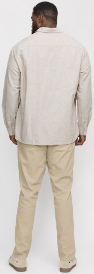 Jack & Jones Breeze Linen Blend Long Sleeve Shirt Crockery - Särgid - Meeste suured särgid 2XL – 8XL