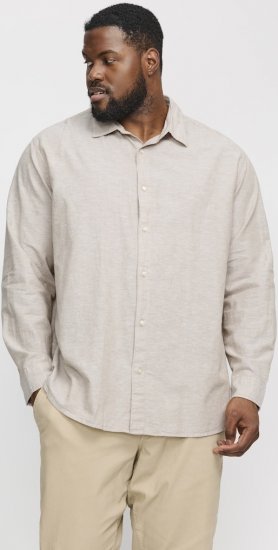 Jack & Jones Breeze Linen Blend Long Sleeve Shirt Crockery - Särgid - Meeste suured särgid 2XL – 8XL