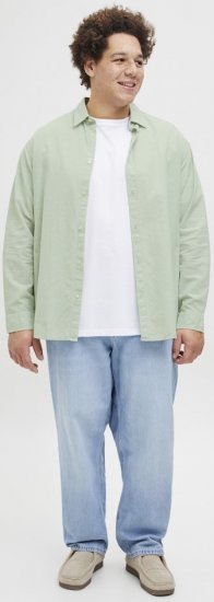 Jack & Jones Breeze Linen Blend Long Sleeve Shirt Iceberg Green - Särgid - Meeste suured särgid 2XL – 8XL