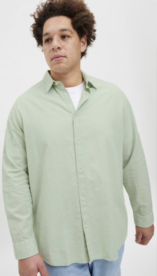 Jack & Jones Breeze Linen Blend Long Sleeve Shirt Iceberg Green - Särgid - Meeste suured särgid 2XL – 8XL