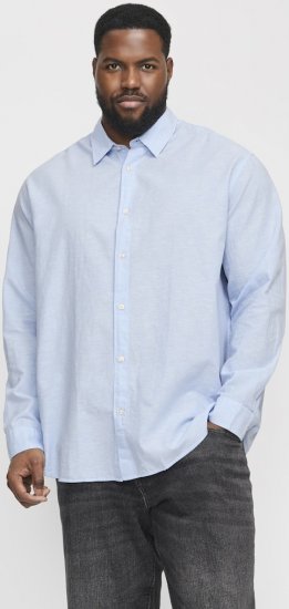 Jack & Jones Breeze Linen Blend Long Sleeve Shirt Chambray Blue - Särgid - Meeste suured särgid 2XL – 8XL