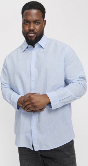 Jack & Jones Breeze Linen Blend Long Sleeve Shirt Chambray Blue - Särgid - Meeste suured särgid 2XL – 8XL