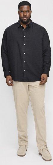 Jack & Jones Breeze Linen Blend Long Sleeve Shirt Black - Särgid - Meeste suured särgid 2XL – 8XL