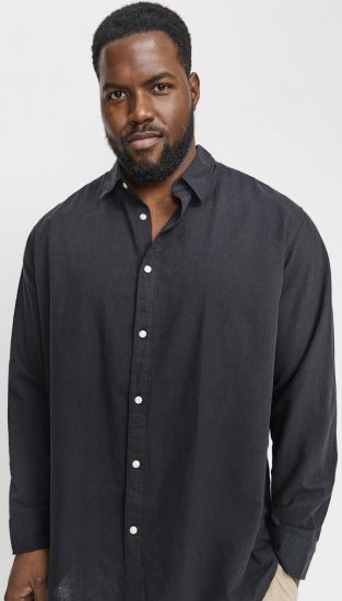 Jack & Jones Breeze Linen Blend Long Sleeve Shirt Black - Särgid - Meeste suured särgid 2XL – 8XL