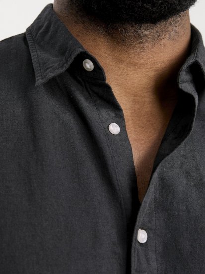 Jack & Jones Breeze Linen Blend Long Sleeve Shirt Black - Särgid - Meeste suured särgid 2XL – 8XL