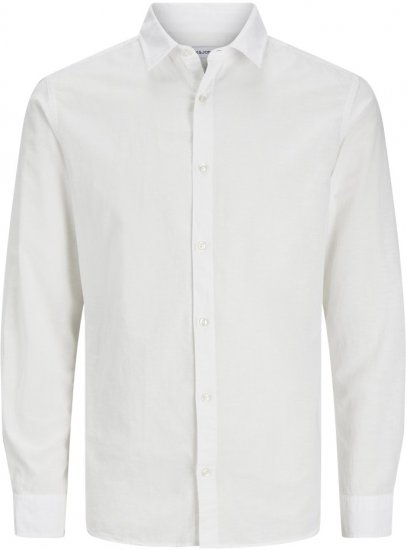 Jack & Jones Breeze Linen Blend Long Sleeve Shirt White - Särgid - Meeste suured särgid 2XL – 8XL