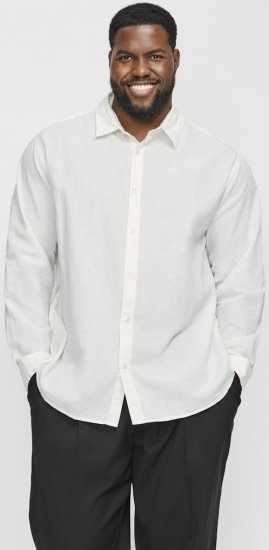 Jack & Jones Breeze Linen Blend Long Sleeve Shirt White - Särgid - Meeste suured särgid 2XL – 8XL