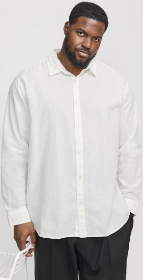 Jack & Jones Breeze Linen Blend Long Sleeve Shirt White - Särgid - Meeste suured särgid 2XL – 8XL