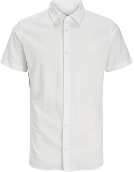 Jack & Jones Breeze Linen Blend Short Sleeve Shirt White - Särgid - Meeste suured särgid 2XL – 8XL