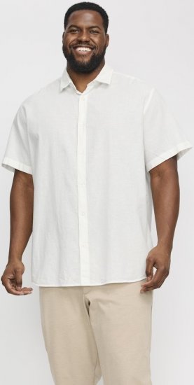 Jack & Jones Breeze Linen Blend Short Sleeve Shirt White - Särgid - Meeste suured särgid 2XL – 8XL