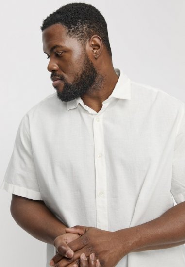 Jack & Jones Breeze Linen Blend Short Sleeve Shirt White - Särgid - Meeste suured särgid 2XL – 8XL