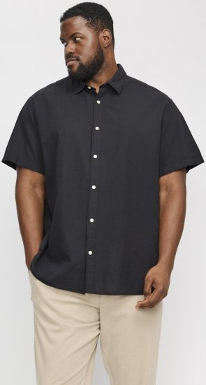 Jack & Jones Breeze Linen Blend Short Sleeve Shirt Black - Särgid - Meeste suured särgid 2XL – 8XL