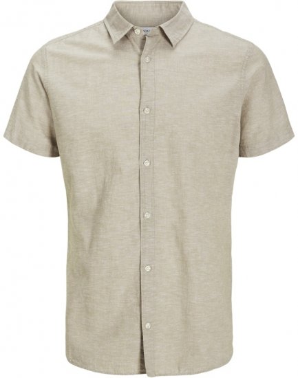 Jack & Jones Breeze Linen Blend Short Sleeve Shirt Beige - Särgid - Meeste suured särgid 2XL – 8XL