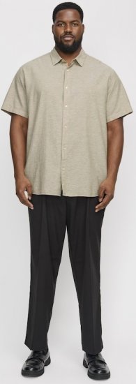 Jack & Jones Breeze Linen Blend Short Sleeve Shirt Beige - Särgid - Meeste suured särgid 2XL – 8XL