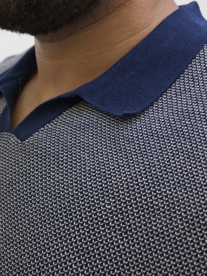 Jack & Jones Ceaston Knit Short Sleeve Sweater Grey/Blue - Sviitrid ja dressipluusid - Meeste suured kapuutsiga jakid suurustes 2XL – 14XL