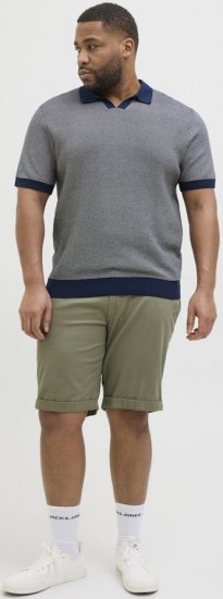 Jack & Jones Ceaston Knit Short Sleeve Sweater Grey/Blue - Sviitrid ja dressipluusid - Meeste suured kapuutsiga jakid suurustes 2XL – 14XL