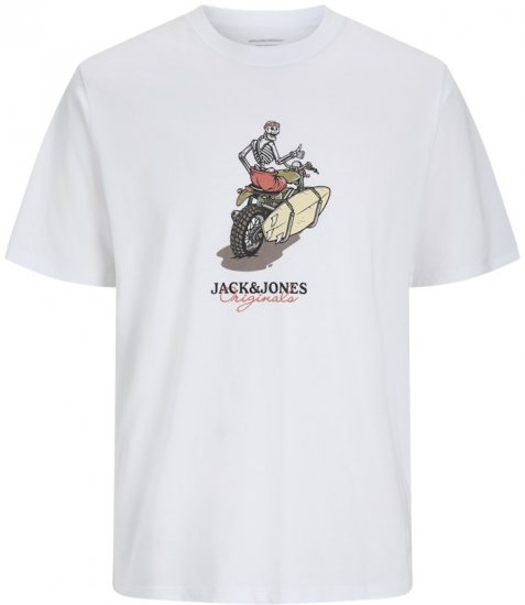 Jack & Jones Skull Coast Crew Neck T-Shirt Bright White - T-särgid - Suured T-särgid 2XL – 14XL