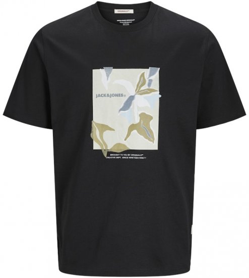 Jack & Jones Almeria Front Print Crew Neck T-Shirt Black - T-särgid - Suured T-särgid 2XL – 14XL