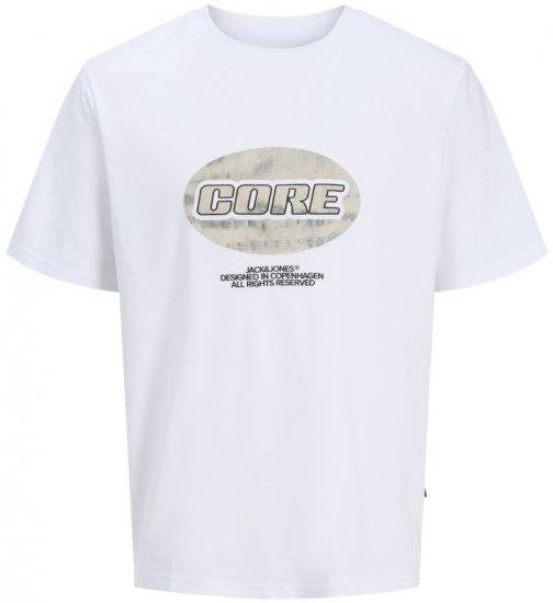 Jack & Jones Lido Core Front Print T-Shirt Bright White - T-särgid - Suured T-särgid 2XL – 14XL